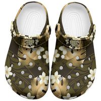 Gold Tropical Hawaii Clogs Shoes Seamless Monstera Plumeria Hawaiian Pattern - Polynesian Pride