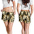 Gold Tropical Hawaii Shorts for Women Seamless Monstera Plumeria Hawaiian Pattern - Polynesian Pride