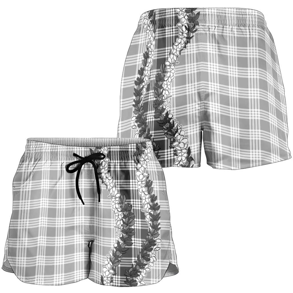 Gray Hawaii Palaka Shorts for Women Hawaiian Honohono Lei LT05 - Polynesian Pride