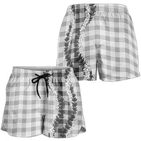 Gray Hawaii Palaka Shorts for Women Hawaiian Honohono Lei LT05 - Polynesian Pride