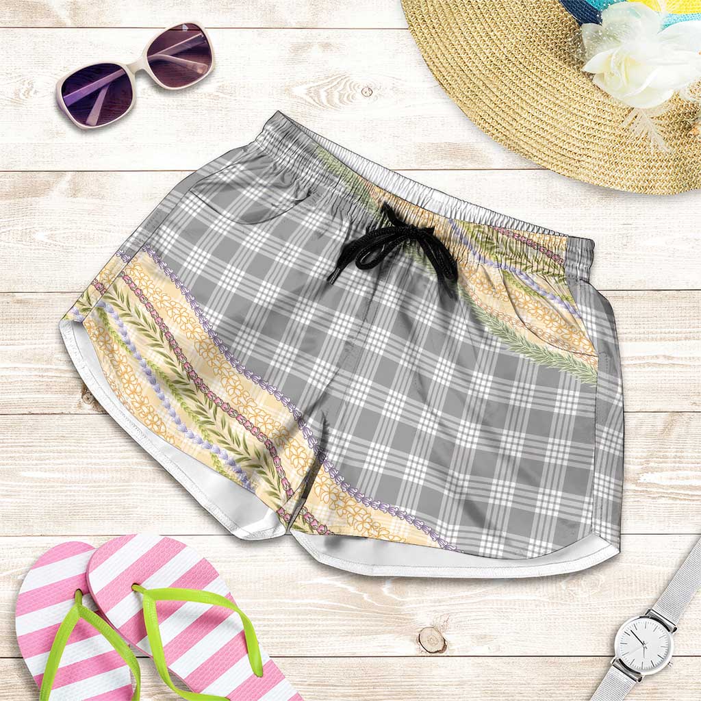 Gray Palaka Hawaii Leis Elegant Vibes Shorts for Women LT14 Gray - Polynesian Pride