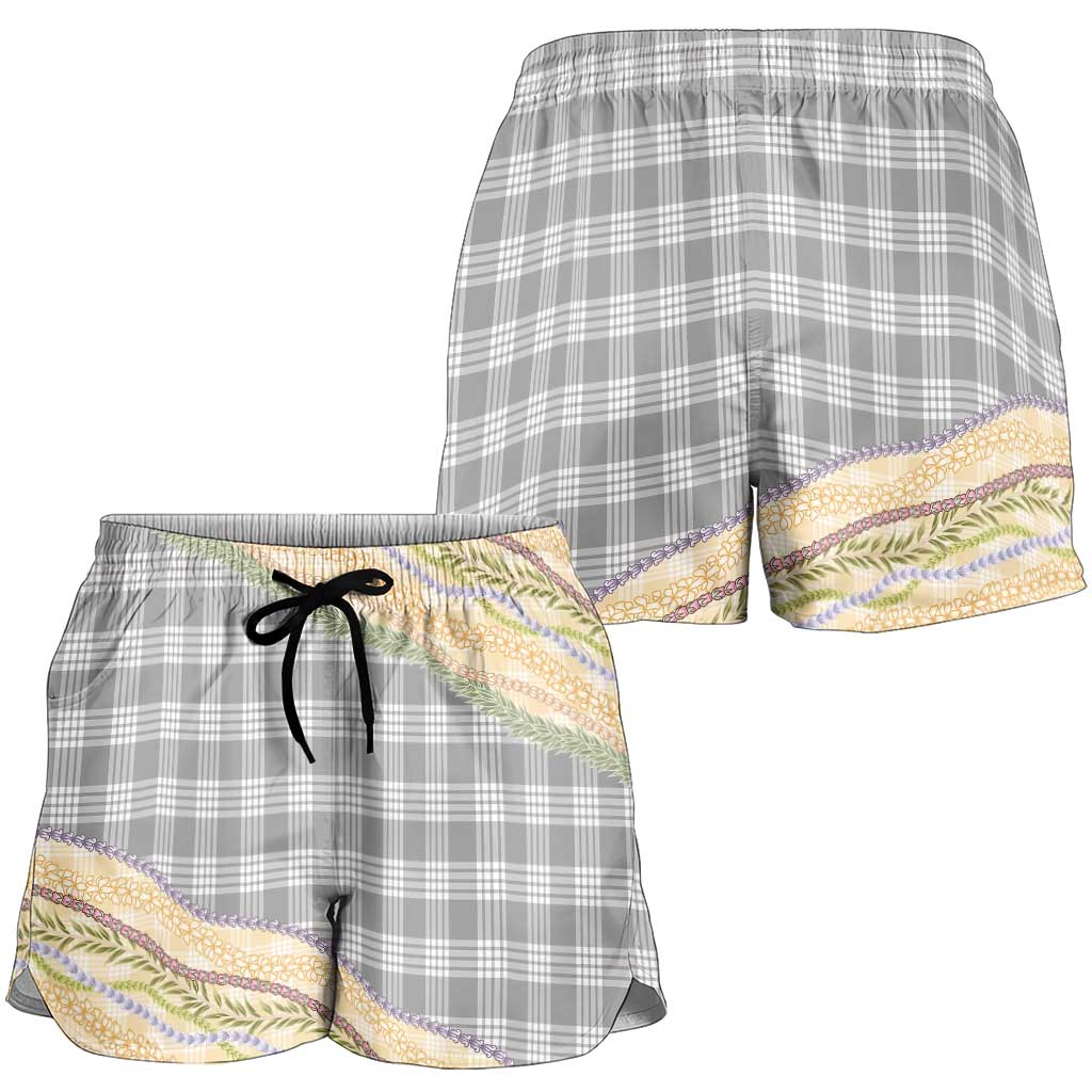 Gray Palaka Hawaii Leis Elegant Vibes Shorts for Women LT14 - Polynesian Pride