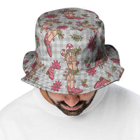 Gray Paniolo Palaka Hawaiian Cowgirl Christmas Bucket Hat - Polynesian Pride