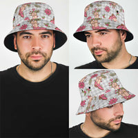 Gray Paniolo Palaka Hawaiian Cowgirl Christmas Bucket Hat - Polynesian Pride