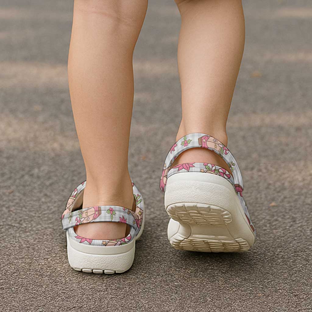 Gray Paniolo Palaka Hawaiian Cowgirl Christmas Clogs Shoes - Polynesian Pride