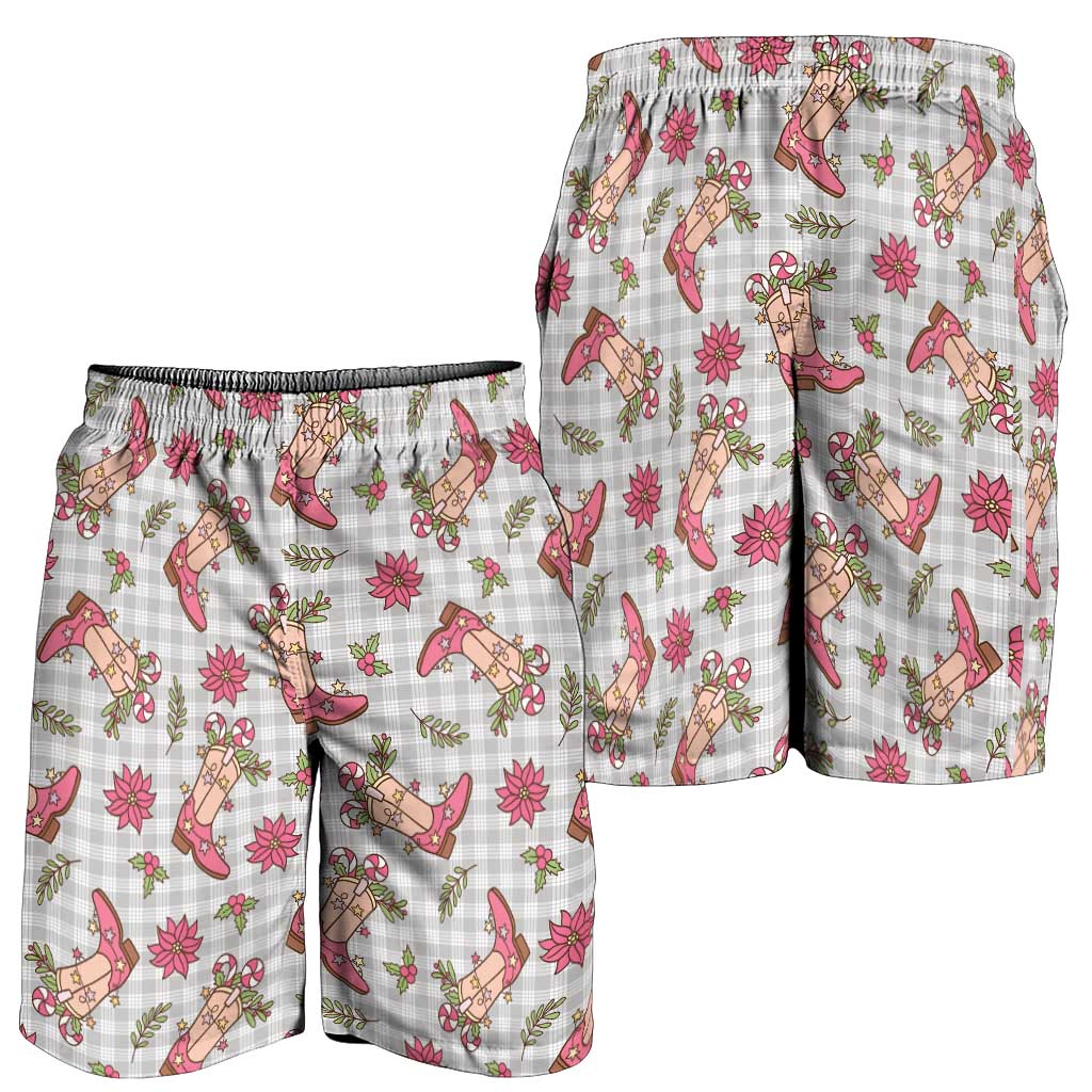 Gray Paniolo Palaka Hawaiian Cowgirl Christmas Shorts for Men - Polynesian Pride