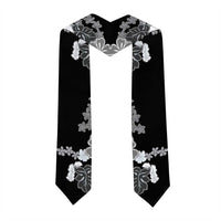 Gray Scale Hibiscus Plumeria Floral Graduation Stole