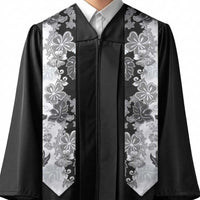 Gray Scale Hibiscus Plumeria Floral Graduation Stole