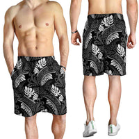 Grayscale Monstera Shorts for Men Polynesian Tribal Pattern LT01 - Polynesian Pride
