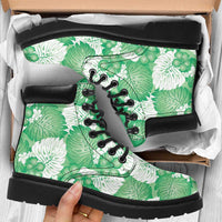 Green Aloha Hawaii All Season Boots Monstera Hibiscus Plumeria Seamless Vibes - Polynesian Pride