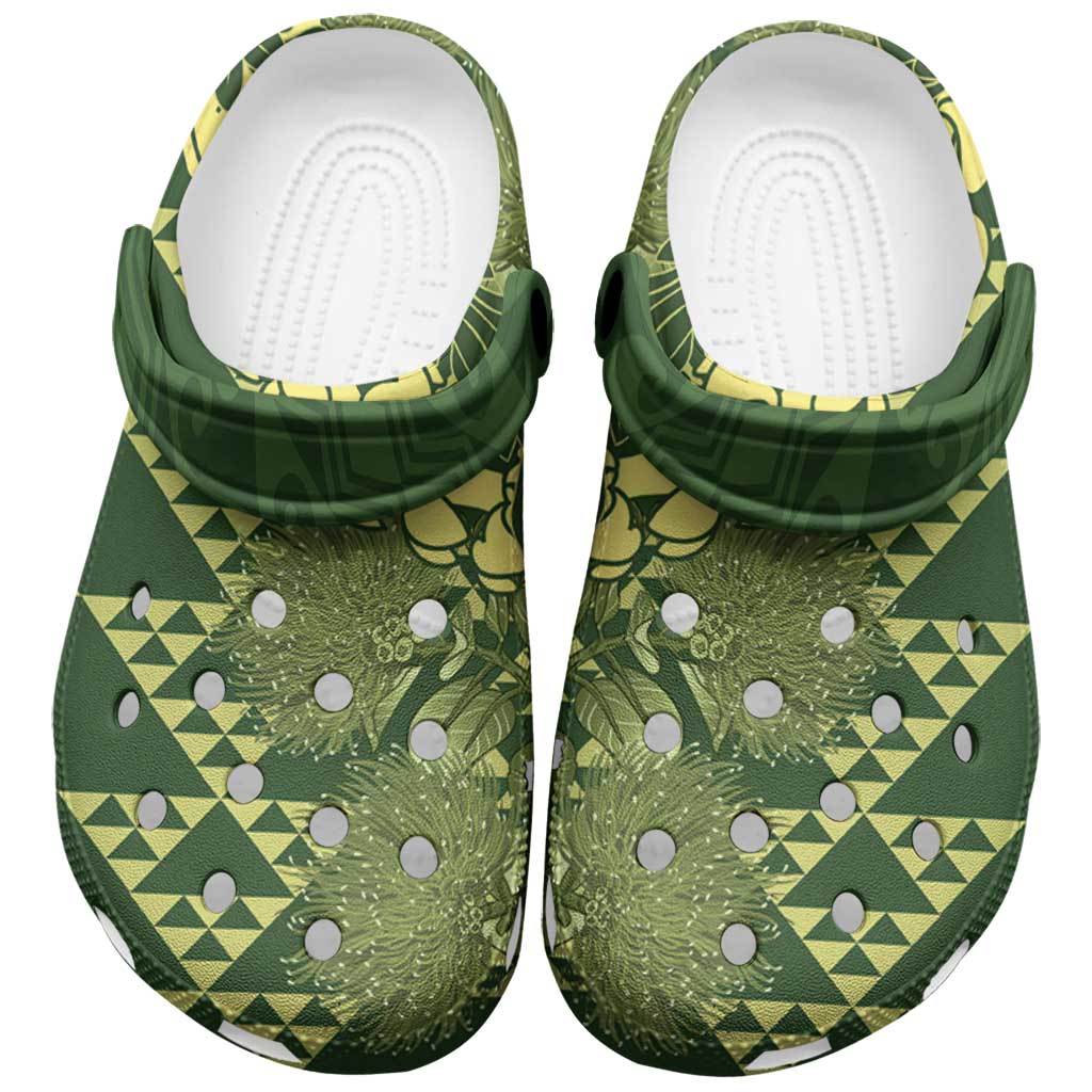 Green Aloha Hawaii Clogs Shoes Hawaiian Kakau Ohia Lehua Lei - Polynesian Pride