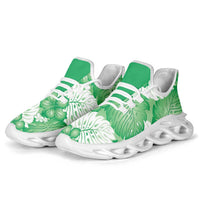 Green Aloha Hawaii Clunky Sneakers Monstera Hibiscus Plumeria Seamless Vibes - Polynesian Pride