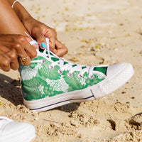 Green Aloha Hawaii High Top Shoes Monstera Hibiscus Plumeria Seamless Vibes - Polynesian Pride
