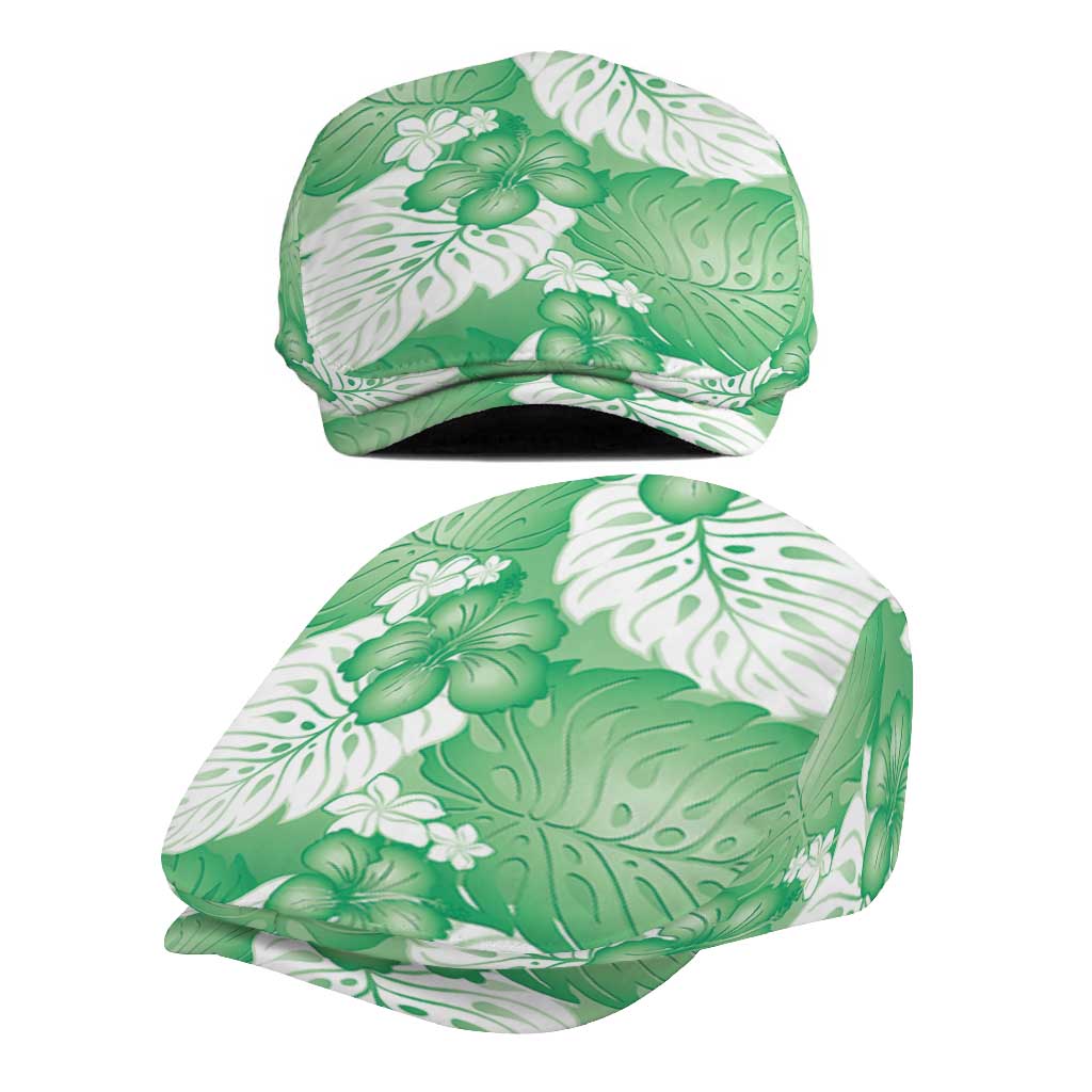 Green Aloha Hawaii Jeff Hat Monstera Hibiscus Plumeria Seamless Vibes - Polynesian Pride