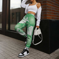 Green Aloha Hawaii Jogger Pants Monstera Hibiscus Plumeria Seamless Vibes - Polynesian Pride