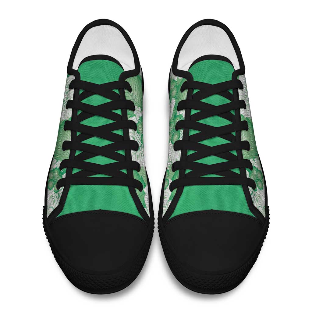 Green Aloha Hawaii Low Top Shoes Monstera Hibiscus Plumeria Seamless Vibes - Polynesian Pride