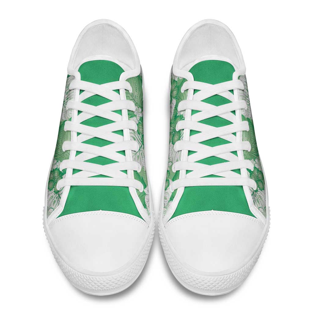 Green Aloha Hawaii Low Top Shoes Monstera Hibiscus Plumeria Seamless Vibes - Polynesian Pride