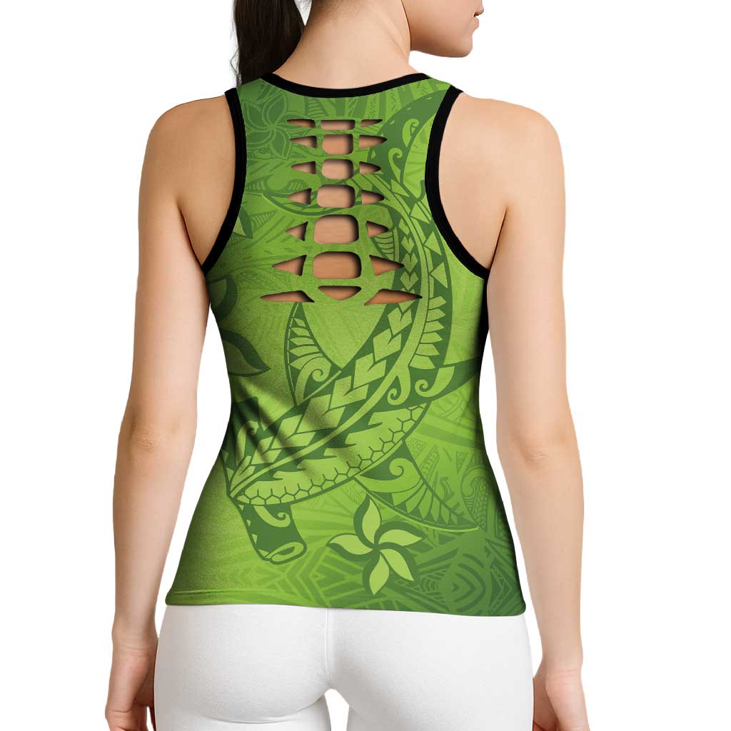 Green Gradient Polynesia Hollow Tank Top Hawaiian Tribal Hammerhead Shark Tattoo LT14 - Polynesian Pride