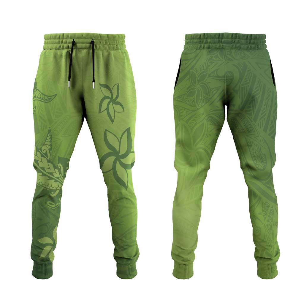 Green Gradient Polynesia Jogger Pants Hawaiian Tribal Hammerhead Shark Tattoo - Polynesian Pride