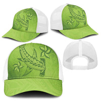 Green Gradient Polynesia Mesh Trucker Cap Hawaiian Tribal Hammerhead Shark Tattoo - Polynesian Pride