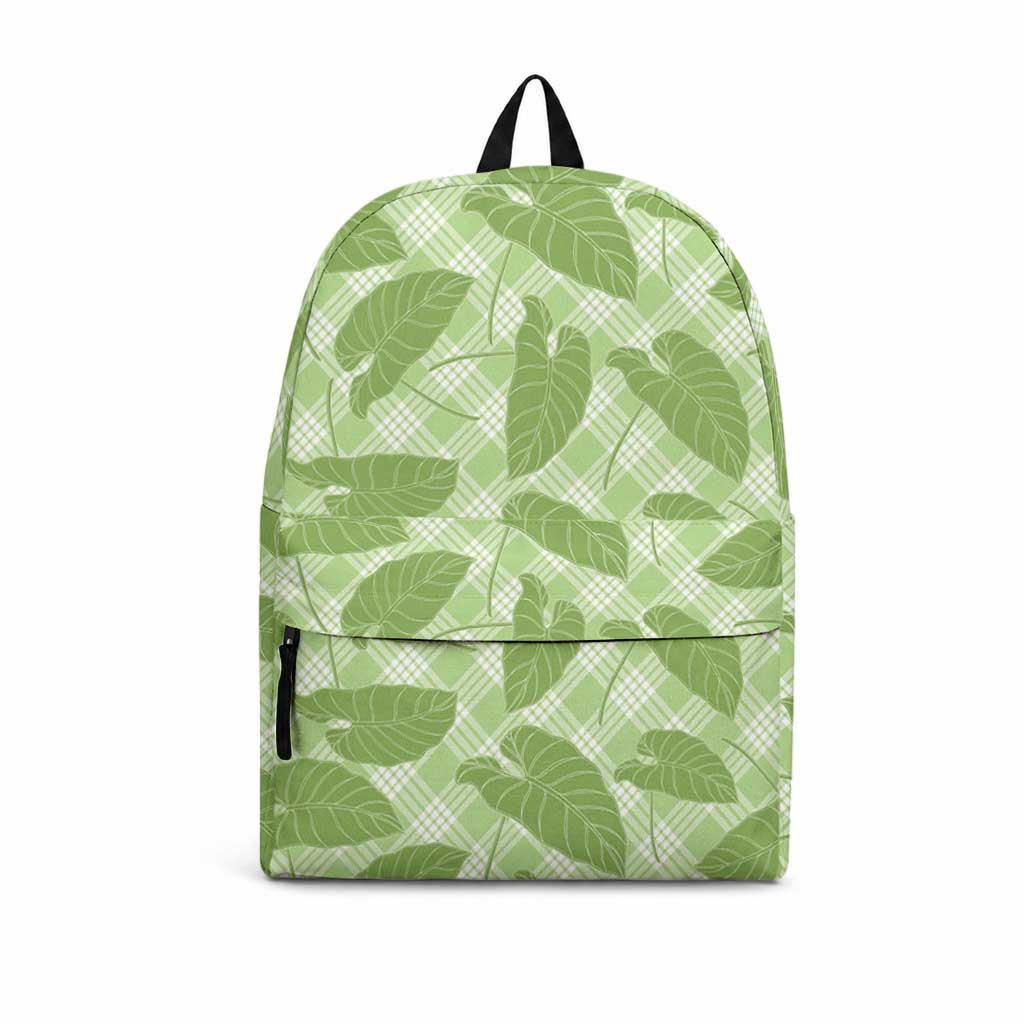 Green Hawaii Kalo Palaka Motifs Backpack Hawaiian Taro Leaves Elegant Vibes LT14 Green - Polynesian Pride