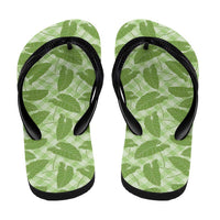 Green Hawaii Kalo Palaka Motifs Flip Flops Hawaiian Taro Leaves Elegant Vibes LT14 - Polynesian Pride