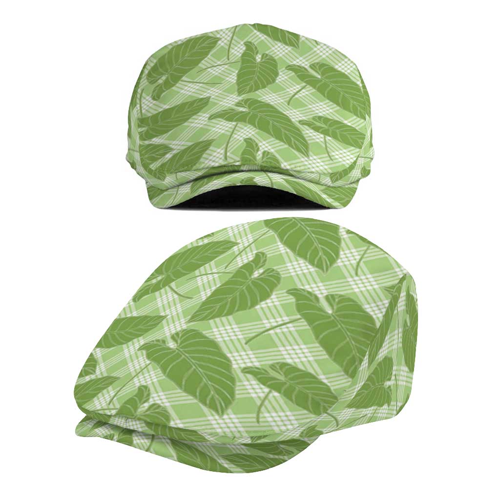 Green Hawaii Kalo Palaka Motifs Jeff Hat Hawaiian Taro Leaves Elegant Vibes