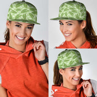 Green Hawaii Kalo Palaka Motifs Snapback Cap Hawaiian Taro Leaves Elegant Vibes LT14 - Polynesian Pride