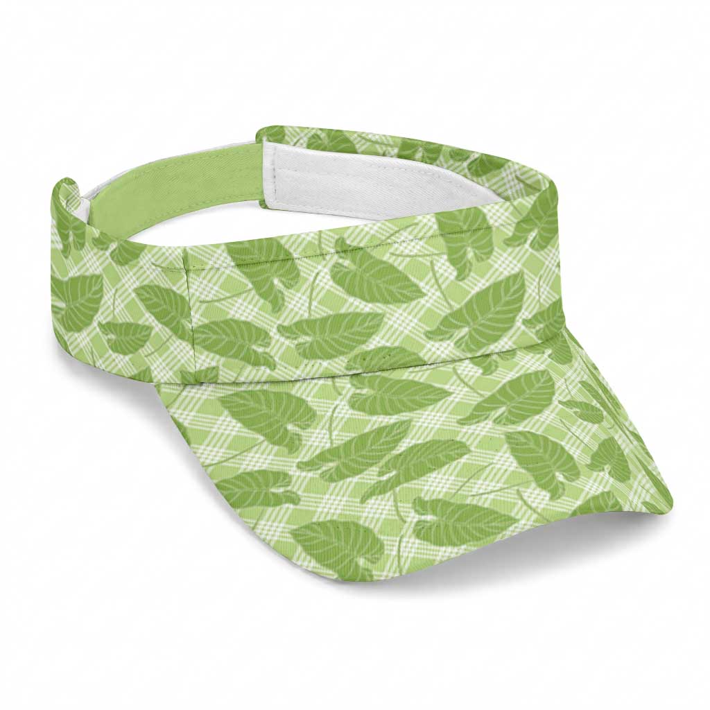 Green Hawaii Kalo Palaka Motifs Sun Visor Cap Hawaiian Taro Leaves Elegant Vibes