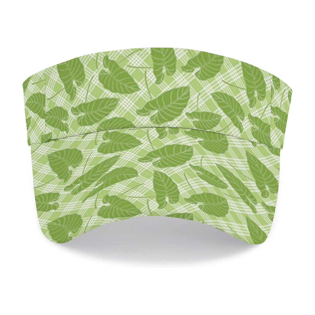 Green Hawaii Kalo Palaka Motifs Sun Visor Cap Hawaiian Taro Leaves Elegant Vibes LT14 - Polynesian Pride