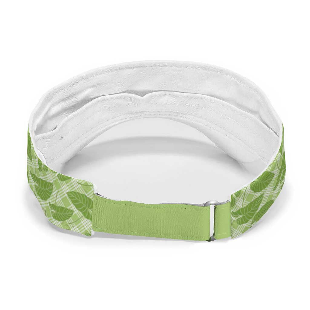 Green Hawaii Kalo Palaka Motifs Sun Visor Cap Hawaiian Taro Leaves Elegant Vibes LT14 - Polynesian Pride