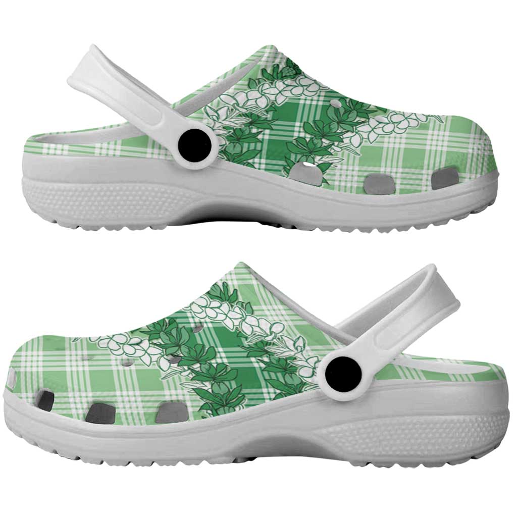 Green Hawaii Palaka Clogs Shoes Hawaiian Honohono Lei LT05 - Polynesian Pride