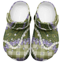 Green Hawaii Palaka Honohono Pikake Clogs Shoes Hawaiian Orchid Lei Polynesian Pattern - Polynesian Pride