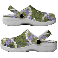 Green Hawaii Palaka Honohono Pikake Clogs Shoes Hawaiian Orchid Lei Polynesian Pattern - Polynesian Pride