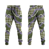 Green Hawaii Palaka Honohono Pikake Jogger Pants Hawaiian Orchid Lei Polynesian Pattern LT14 Green - Polynesian Pride
