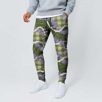 Green Hawaii Palaka Honohono Pikake Jogger Pants Hawaiian Orchid Lei Polynesian Pattern LT14 - Polynesian Pride