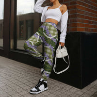 Green Hawaii Palaka Honohono Pikake Jogger Pants Hawaiian Orchid Lei Polynesian Pattern LT14 - Polynesian Pride
