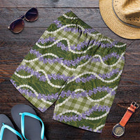 Green Hawaii Palaka Honohono Pikake Shorts for Men Hawaiian Orchid Lei Polynesian Pattern LT14 Green - Polynesian Pride