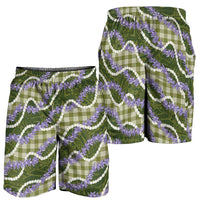 Green Hawaii Palaka Honohono Pikake Shorts for Men Hawaiian Orchid Lei Polynesian Pattern LT14 - Polynesian Pride