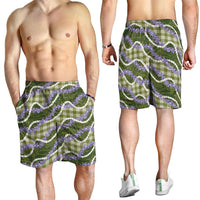 Green Hawaii Palaka Honohono Pikake Shorts for Men Hawaiian Orchid Lei Polynesian Pattern LT14 - Polynesian Pride