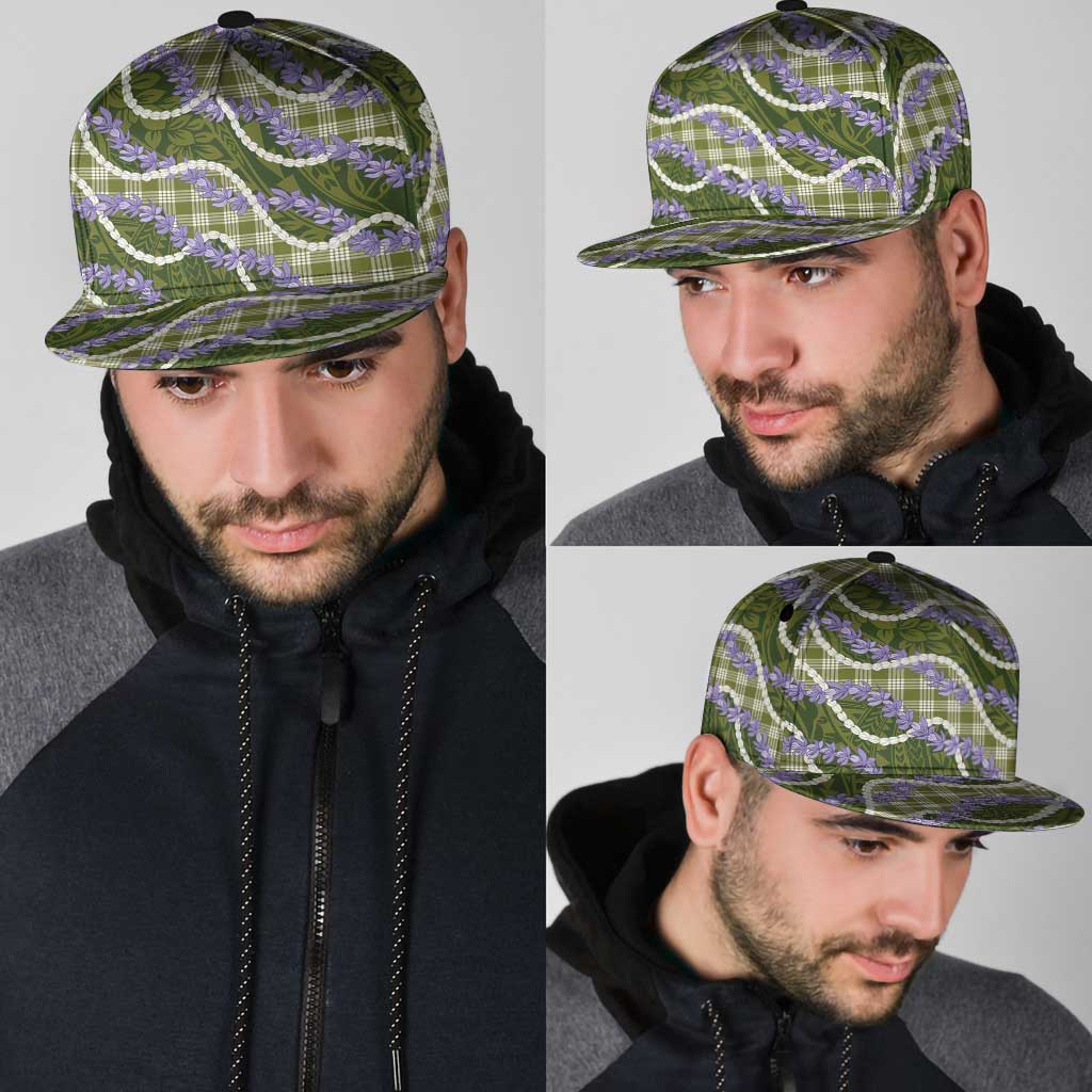 Green Hawaii Palaka Honohono Pikake Snapback Cap Hawaiian Orchid Lei Polynesian Pattern - Polynesian Pride