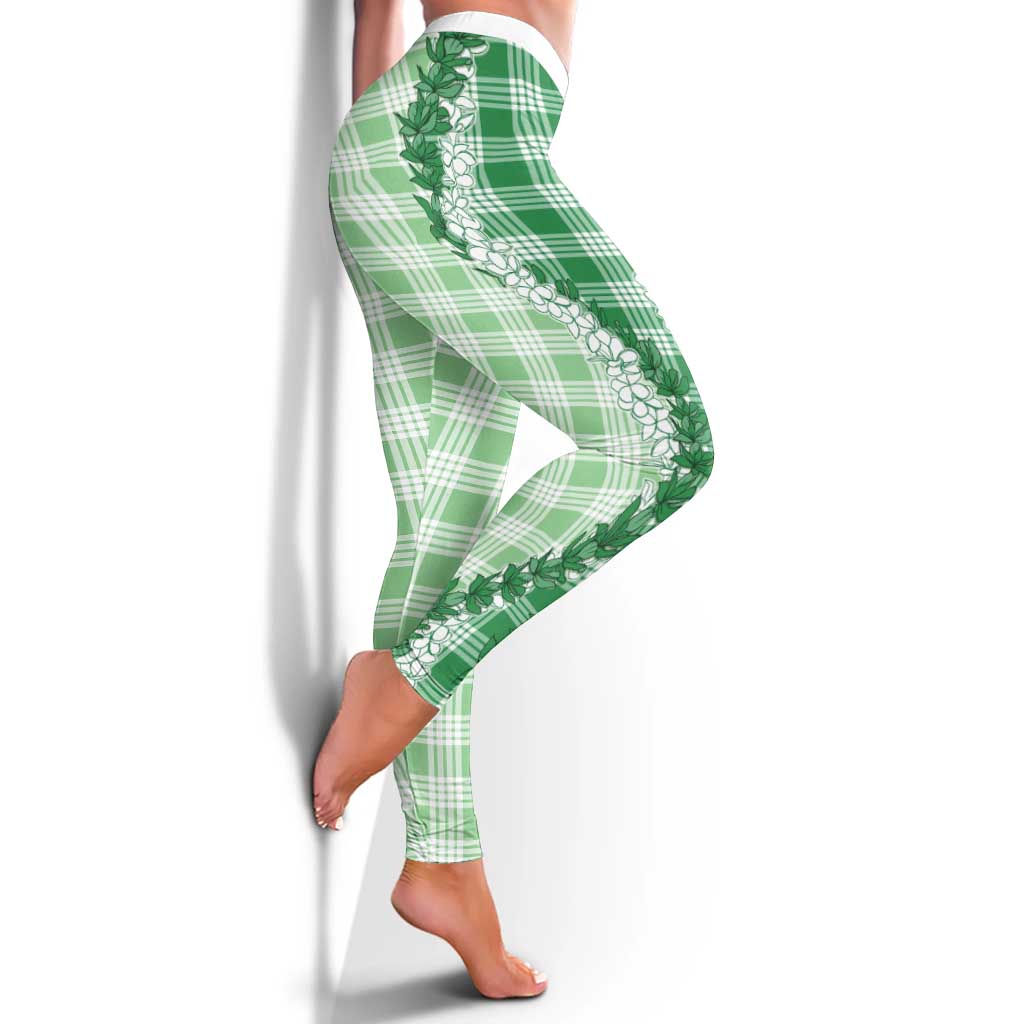 Green Hawaii Palaka Leggings Hawaiian Honohono Lei LT05 - Polynesian Pride