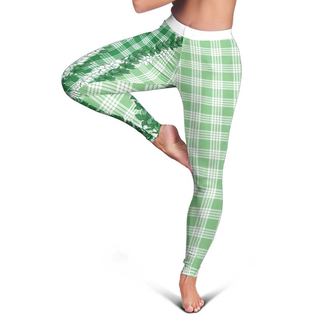 Green Hawaii Palaka Leggings Hawaiian Honohono Lei LT05 - Polynesian Pride