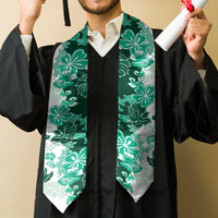 Green Hibiscus Plumeria Floral Graduation Stole LT01 - Polynesian Pride