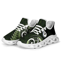 Green New Zealand Clunky Sneakers Aotearoa Silver Fern With Manaia Maori Unique LT14 - Polynesian Pride