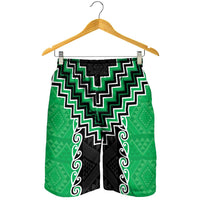 Green Niho Taniwha Mix Poutama Shorts for Men Unique Taniko Aotearoa LT01 - Polynesian Pride