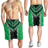 Green Niho Taniwha Mix Poutama Shorts for Men Unique Taniko Aotearoa LT01 - Polynesian Pride