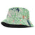 Green Palaka Crane and Flowers Bucket Hat Japan Heritage Spirit - Polynesian Pride