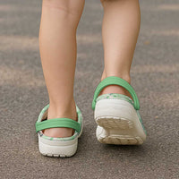 Green Palaka Crane and Flowers Clogs Shoes Japan Heritage Spirit - Polynesian Pride