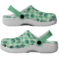 Green Palaka Hawaii Clogs Shoes Hawaiian Lehua Blossoms LT05 - Polynesian Pride